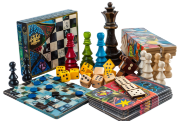 Classic Board Games for Couples' Fun Nights Isolated On Transparent Background