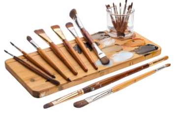 Artistic Couple's Painting Sets for Romantic Evenings Isolated On Transparent Background