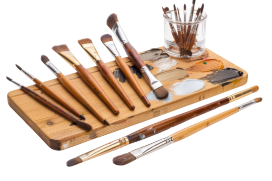 Artistic Couple's Painting Sets for Romantic Evenings Isolated On Transparent Background