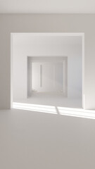 Industrial interior building structure with sun light scene premium photo 3d render