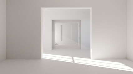 Industrial interior building structure with sun light scene premium photo 3d render