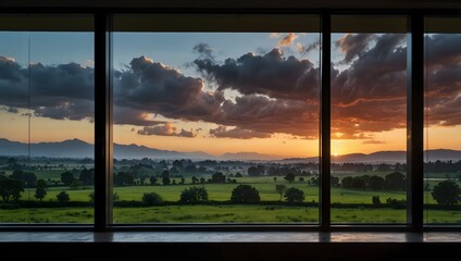  A vivid picture of the serene landscape seen through the crystal-clear glass window ai_generated