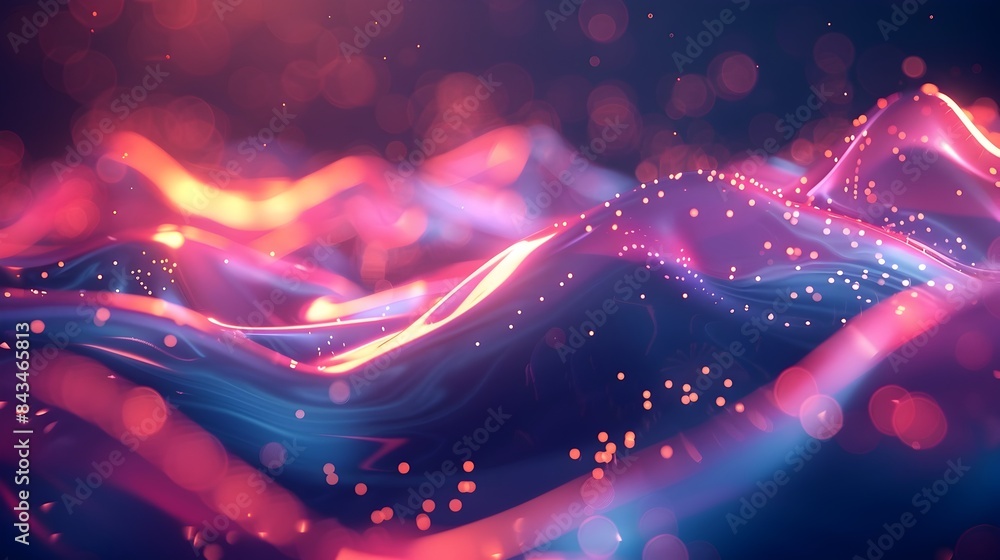 Aufkleber flowing futuristic 3d interface elements with neon hues in high-tech environment