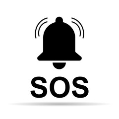 SOS help shadow icon, safety support alert design, save vector illustration