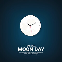 National Moon Day creative ads design. Anniversary of landing on the Moon. Moon Day Poster, July 20. Important day.