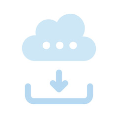 Cloud Downloading, cloud with down arrow, concept of cloud download