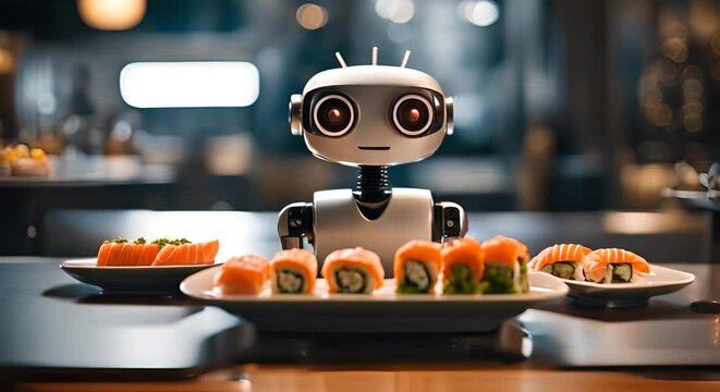 Robot in a sushi restaurant.