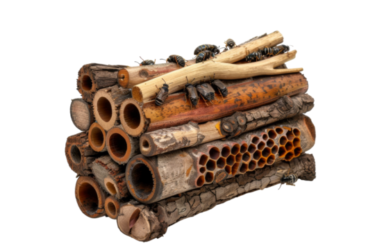 Authentic Representation of Insect Hotels Isolated On Transparent Background