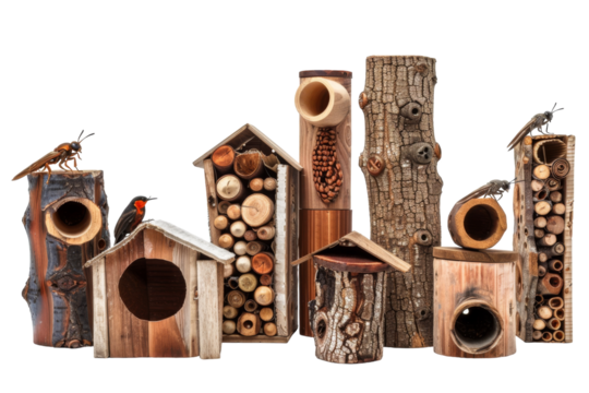 Insect Hotels Uncovered: True Depiction Isolated On Transparent Background