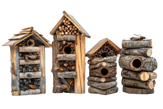 True Form of Insect Hotels: Displayed Isolated On Transparent Background