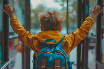 A happy kid excited for back to school