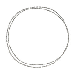 Interlocking Chains: Circular Frame. 3D render features sharp-tipped metal chains, expertly interlocking to form a circular frame (transparent PNG background).