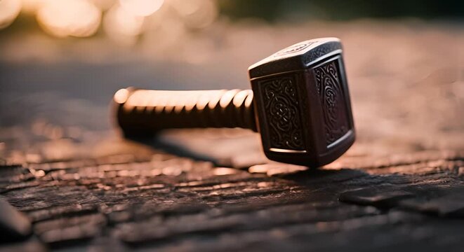 Thor's hammer on a stone.