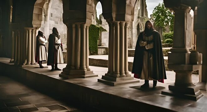 Knights Templar in a church.