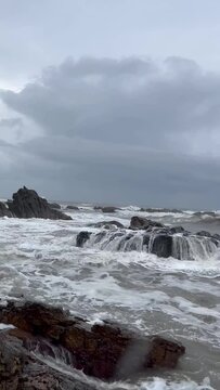 Waves crashing on the Arambol Beach, North Goal