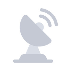 An editable icon of parabolic dish, broadcasting satellite vector