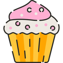 Cup Cake Illustraton Flat Design Isolated Background