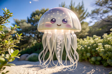 cute jellyfish with glows beautifully in the garden