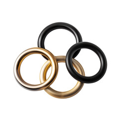 Rings of Distinction: Minimalist Metal Rings in Focus Isolated On Transparent Background