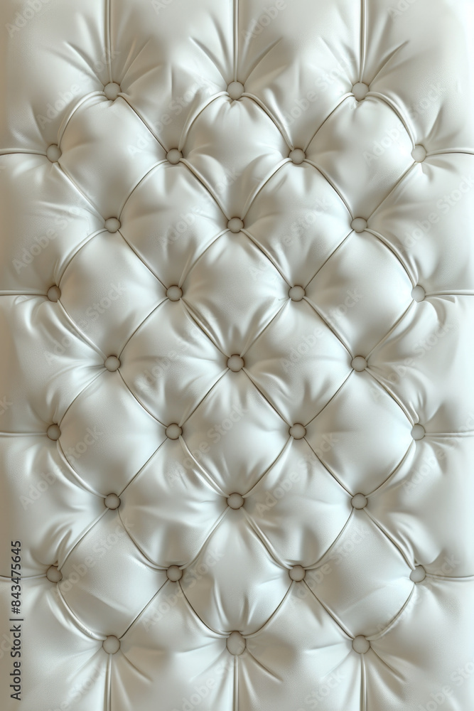 Poster luxurious 3d rendering of elegant white diamond tufted pattern for sofa cushions or headboard.
