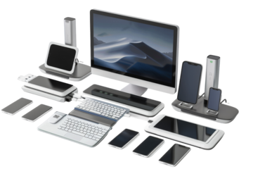 Multi-Device Charging Station Featuring Organization Isolated On Transparent Background
