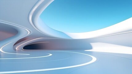 Futuristic Architectural Background with Dynamic Fluid Curves and Modern 3D Rendering