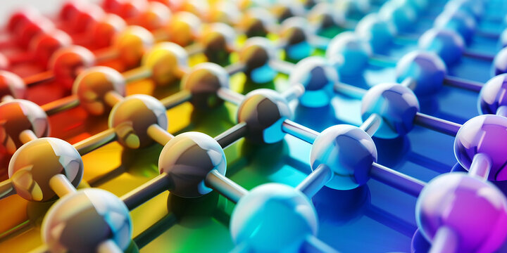 Chemical structural patterns 3d in different colours. AI generative.