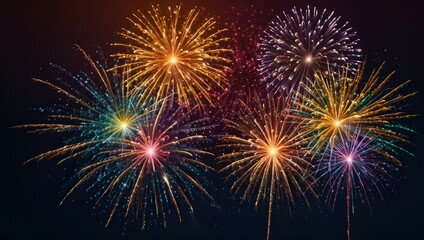 Colorful fireworks bursting in the night sky, illuminating the darkness with vibrant colors and patterns.
