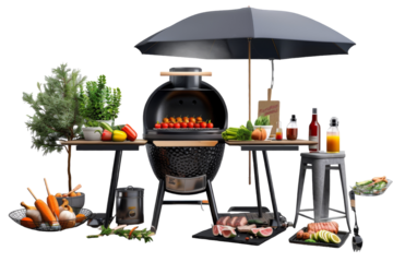 Outdoor BBQ Parties Isolated On Transparent Background