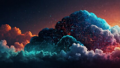 Generative AI Cloud computing technology in the sky, symbolizing innovation and connectivity in the digital world.