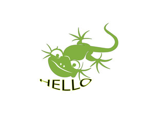 Illustration of cute lizard cartoon. Cartoon Character Lizard Isolated on White Background. Illustration of a green gecko
