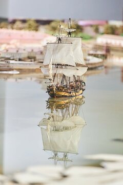 St. Petersburg, Russia - June 03, 2021: A large mock-up of the history of St. Petersburg "Petrovsky Aquatoria". Museum of miniature scenes from the history of the city of St. Petersburg.