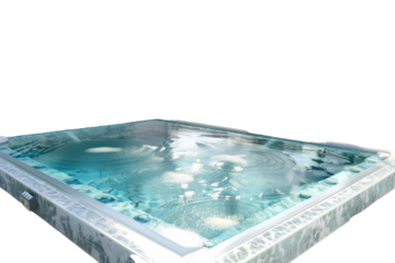 Modern Rooftop Pool Settings Isolated On Transparent Background