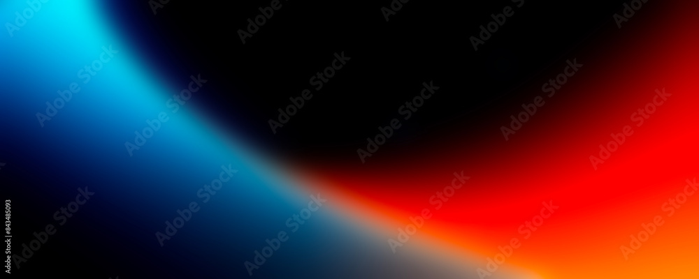 Poster gradient background with a blue and orange featuring a curved beam of light
