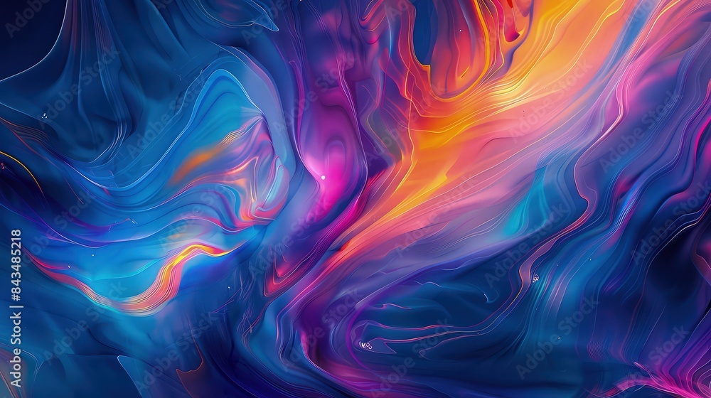 Poster an abstract art-inspired wallpaper with hidden icons that only appear when hovered over, promoting a