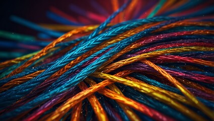 Generative AI A vibrant yarn ball up close, displaying a variety of colors.