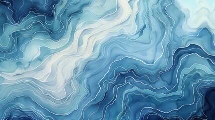 Obraz premium An upscaled, abstract representation of the ocean with undulating waves in shades of blue, aqua, and teal creating a calming texture.