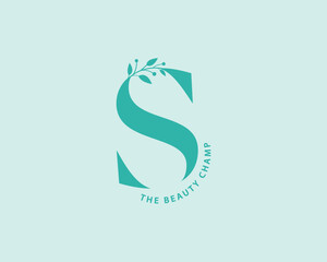 Elegant and stylish letter S logo adorned with intricate floral elements, perfect for beauty products, green products, environmental, herbal, and feminine beauty brands