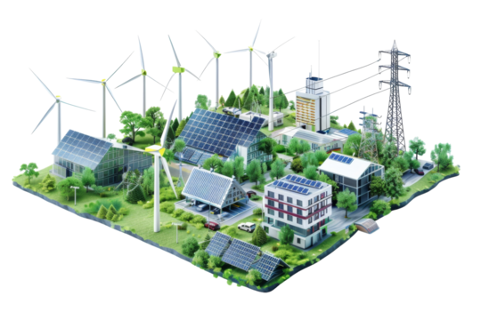 Optimized Energy Management: Smart Grids in Focus Isolated On Transparent Background