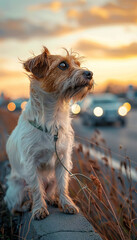 Vertical recreation of a abandonment dog together a road waiting your owner