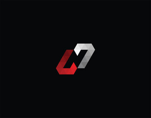 Letter N or 77 or Double L Isometric logo design with black background. 