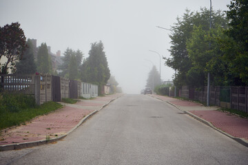 ulica,mgła 