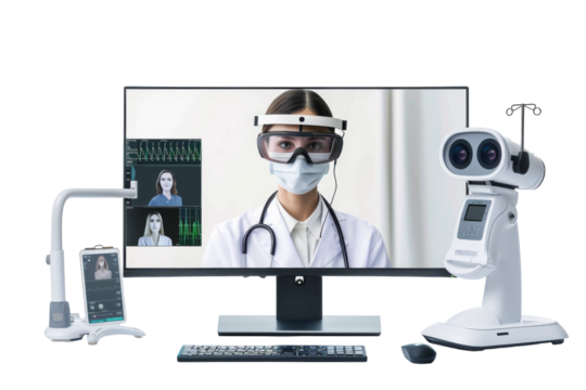 Remote Medical Care: Telemedicine Platform Alone Isolated On Transparent Background