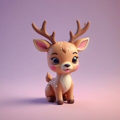 a close up of a toy deer sitting on a purple surface