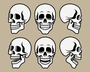 Vector set of skulls. For t-shirts, stickers and other similar products.