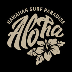 aloha type and hibiscus flower © mukhlis