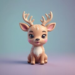 a close up of a toy deer sitting on a purple surface