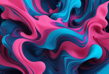 Vibrant splash of blue and pink inks in dynamic motion