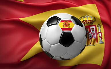 The symbolic power of success and victory. soccer ball on Spain