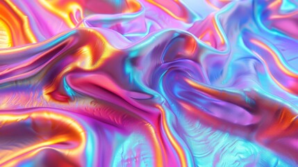 Fototapeta premium A vibrant holographic neon background with a colorful and psychedelic abstract pattern.